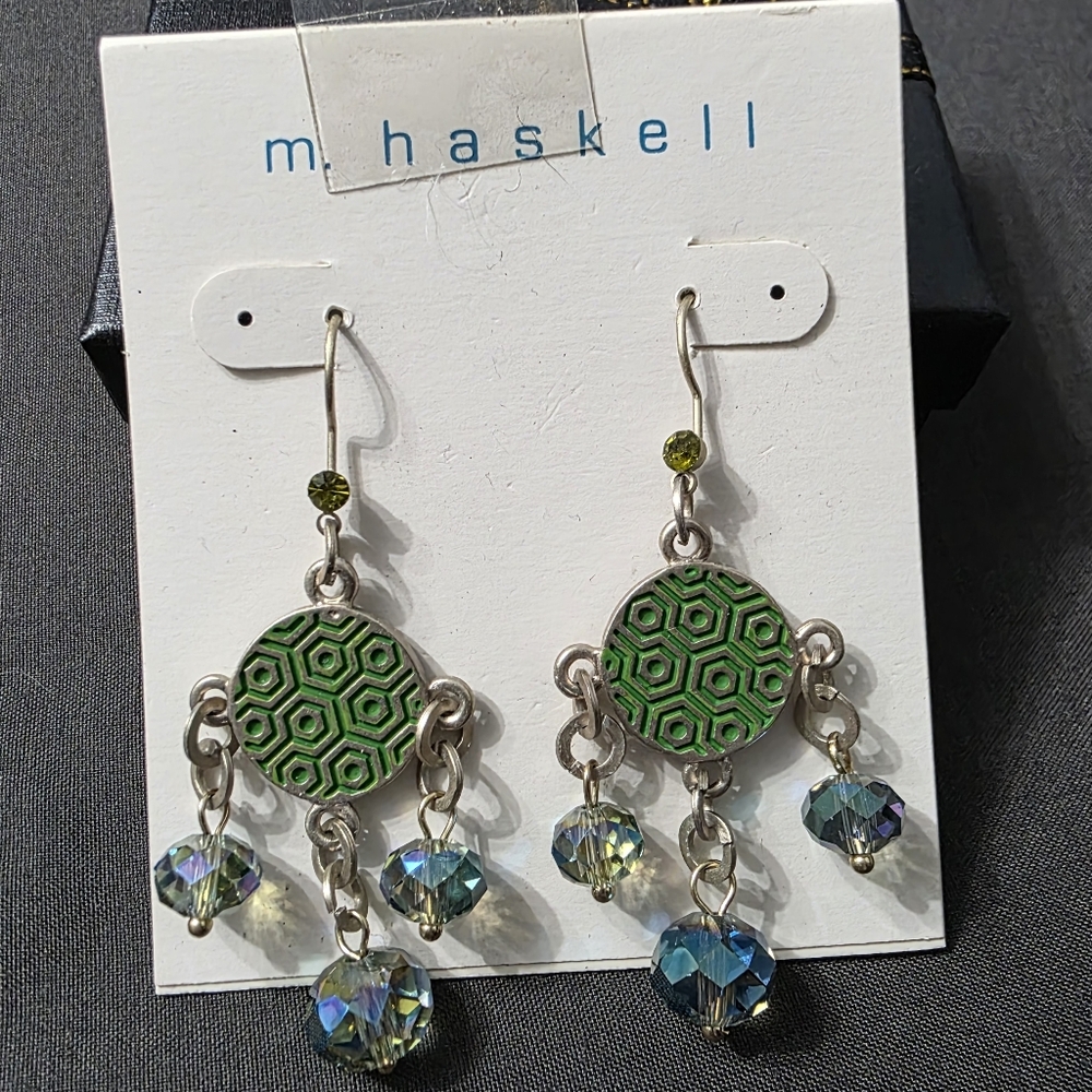 Estate - Silver Tone - Miriam Haskell - Dabgle Earrings - Item 427